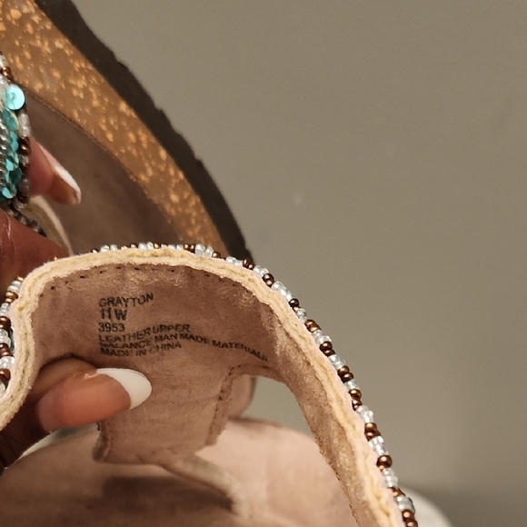 Cloudwalkers Women's Beaded Sandals - Green and Brown - Picture 5 of 5